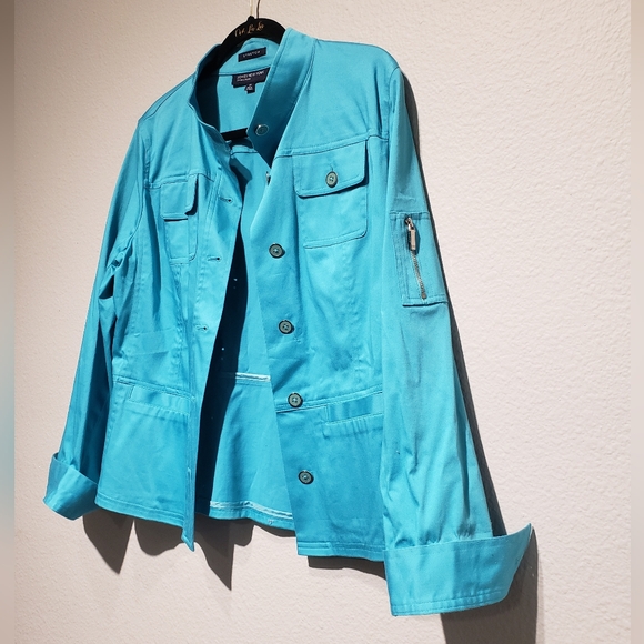 Turquoise Peplum Jacket - Picture 3 of 4